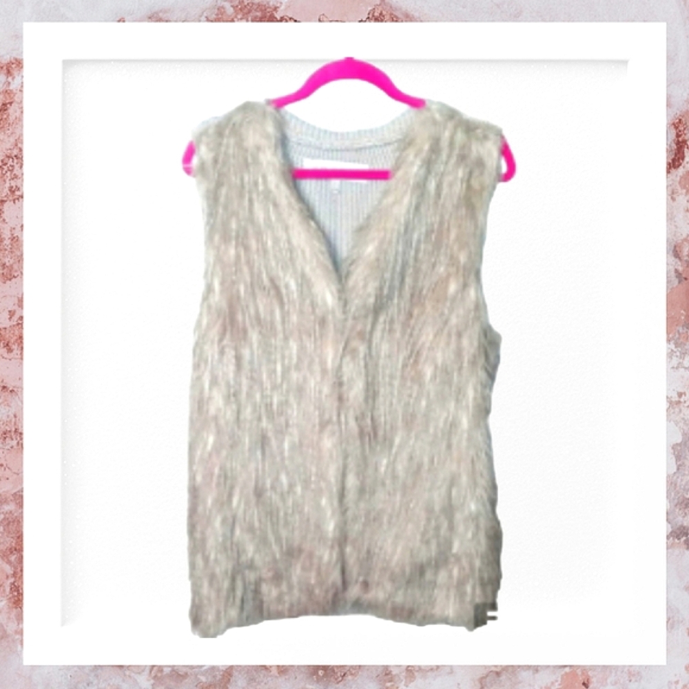 Vintage Sebby Collection Oversized Fur Sweater Vest Size XXL